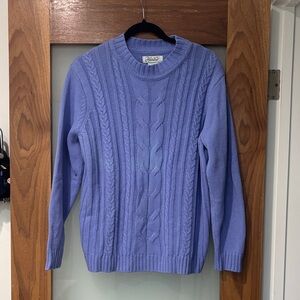Haband Vintage Periwinkle Cottagecore Granny Cable Knit Sweater